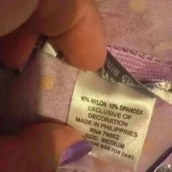 Vintage Y2K Mesh Polka Dot Purple Lace Mini Dress By Cinema Etoile Size Medium - Picture 8 of 8